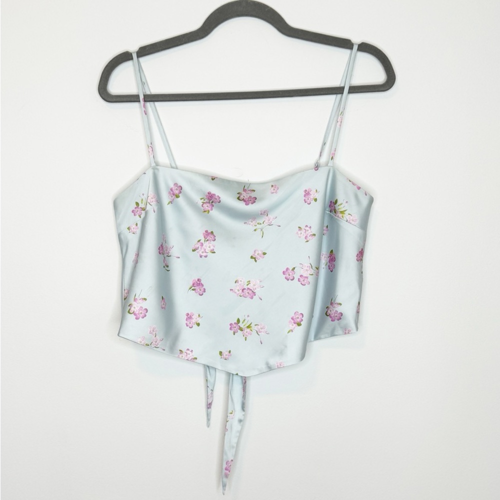 Aritzia Sundeh Elektra Women’s Camisole Cropped Top Wrap Scarf - M - Blue Floral